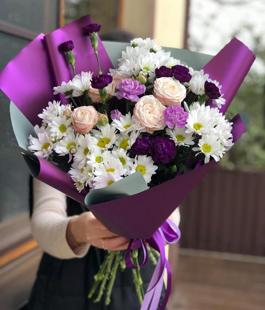 Букет цветов из: Хризантемы, Гвоздики и Розы в Городце