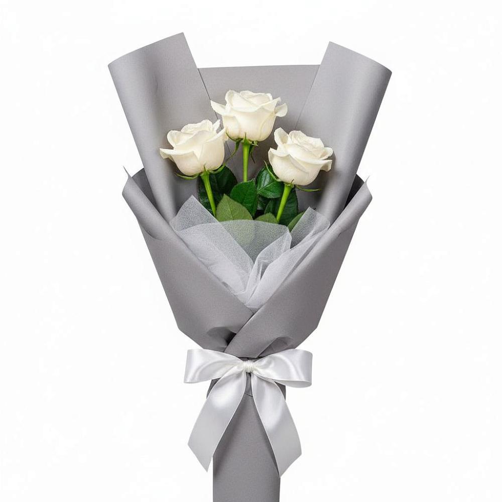 Букет 3 белые розы в Городце