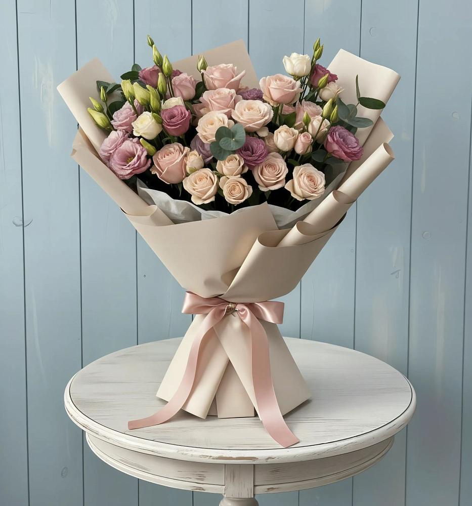 Букет цветов из: Розы и Лизиантусы в Городце