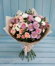 Букет цветов из:  Хризантемы, Розы и Альстромерии в Городце