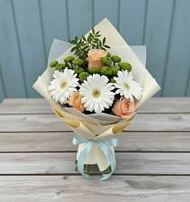 Букет цветов из:  Герберы, Розы и Хризантемы в Городце