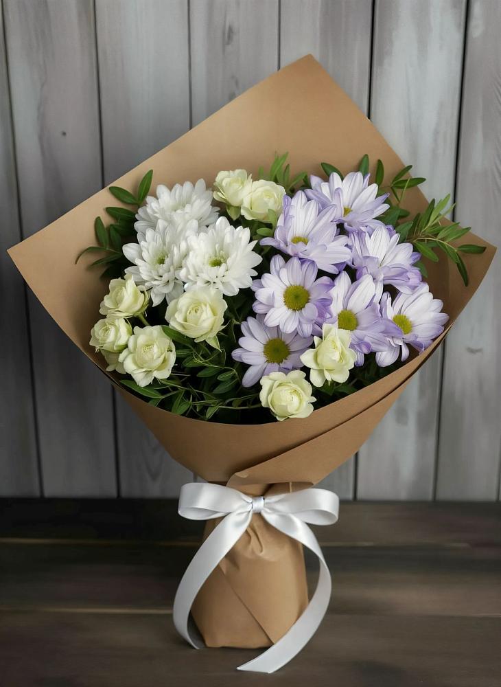 Букет цветов из: Хризантемы и Розы в Городце